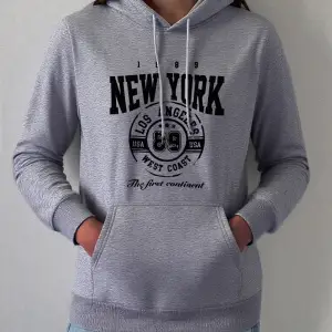 New York Batı Yakası Baskı Kapüşonlular Kadın Kış Polar Sıcak Kazaklar Temelleri Cep Tişörtü