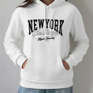 New York Bionk Rives Greenway Baskılar Hoodie Kadın Kış Polar Sıcak Kazak Temelleri Cep Kazak