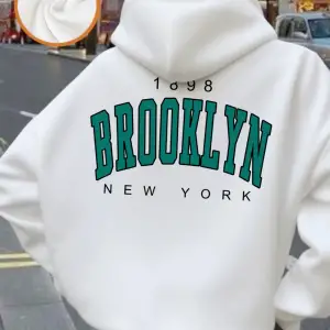 New York Brooklyn 1898 Baskılar Hoodie Kadın Rahat Gevşek Kazak Polar Sıcak Yumuşak Kazak Rah