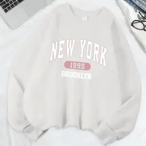 New York Brooklyn 1955 Baskılar Tişörtü Kadın Bisiklet Yaka Rahat Kapüşonlular Gevşek Polar S