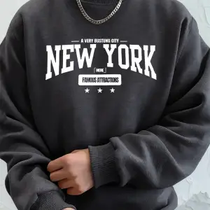 New York Bustling City Baskılı Erkek Sweatshirtleri Kışlık Oversize Kapüşonlu Spor Bisiklet Y