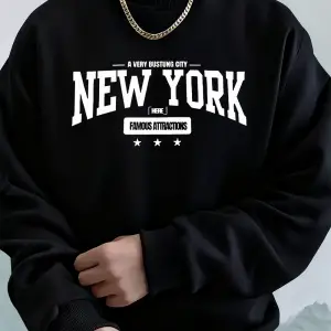 New York Bustling City Baskılı Erkek Sweatshirtleri Kışlık Oversize Kapüşonlu Spor Bisiklet Y