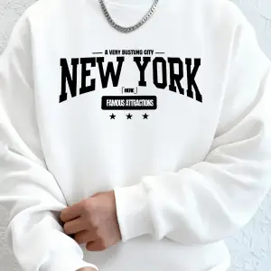 New York Bustling City Baskılı Erkek Sweatshirtleri Kışlık Oversize Kapüşonlu Spor Bisiklet Y