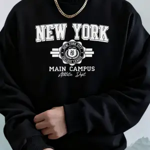 New York City Ana Kampüsü Baskılı Sonbahar Modası Kapüşonlu Erkek Uzun Kollu Her Şeyle Uyumlu