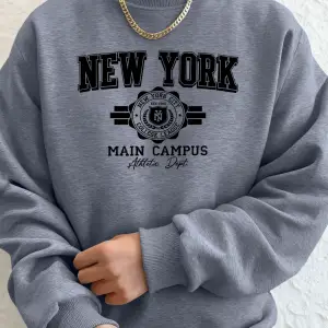 New York City Ana Kampüsü Baskılı Sonbahar Modası Kapüşonlu Erkek Uzun Kollu Her Şeyle Uyumlu