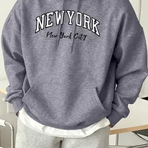 New York City Letter Creativity Baskılı Erkek Günlük Kazak Sokak Sporları Kapüşonlular Sonbah