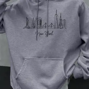 New York City Line Baskı Sonbahar Kapüşonlular Erkekler Polar Rahat Hoody Rahat Hip Hop Sokak