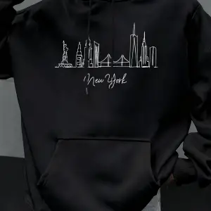 New York City Line Baskı Sonbahar Kapüşonlular Erkekler Polar Rahat Hoody Rahat Hip Hop Sokak