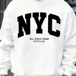 New York City Mektup Göz Alıcı Baskılı Erkek Tişörtü Çok Renkli Kazak Günlük Moda Spor Giyim