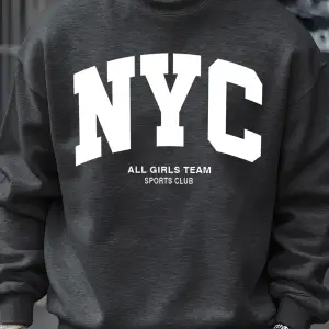 New York City Mektup Göz Alıcı Baskılı Erkek Tişörtü Çok Renkli Kazak Günlük Moda Spor Giyim