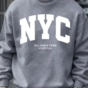 New York City Mektup Göz Alıcı Baskılı Erkek Tişörtü Çok Renkli Kazak Günlük Moda Spor Giyim