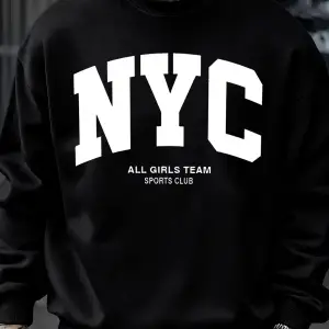 New York City Mektup Göz Alıcı Baskılı Erkek Tişörtü Çok Renkli Kazak Günlük Moda Spor Giyim