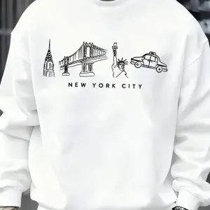 New York City Özellik Desen Erkekler Kazak Sonbahar Bisiklet Yaka Kazak Hip Hop Çok Renkli Gi