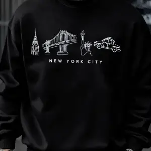 New York City Özellik Desen Erkekler Kazak Sonbahar Bisiklet Yaka Kazak Hip Hop Çok Renkli Gi
