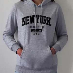 New York Empire State 1788den beri Baskı Kapüşonlular Kadın Kış Polar Tişörtü Temelleri Cep