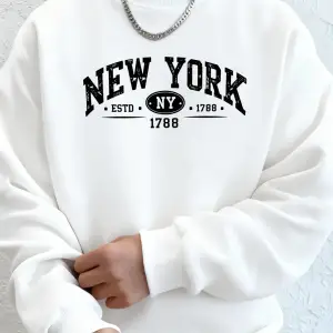 New York Estd 1788 Baskılı Sonbahar Spor Giyim Erkek High Street Polar Kapüşonlu Üst Günlük R
