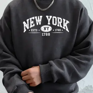 New York Estd 1788 Baskılı Sonbahar Spor Giyim Erkek High Street Polar Kapüşonlu Üst Günlük R