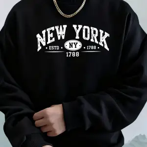 New York Estd 1788 Baskılı Sonbahar Spor Giyim Erkek High Street Polar Kapüşonlu Üst Günlük R