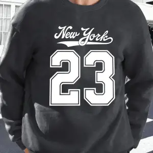 New York Numarası 23 Baskı Erkekler Kazak Sonbahar High Street Kazaklar Rahat Sıcak Kapüşonlu