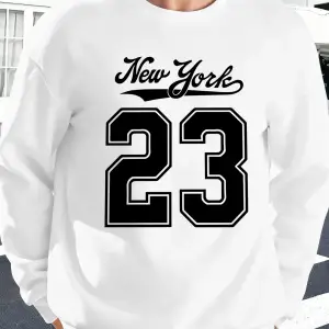 New York Numarası 23 Baskı Erkekler Kazak Sonbahar High Street Kazaklar Rahat Sıcak Kapüşonlu