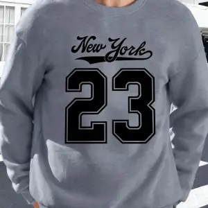 New York Numarası 23 Baskı Erkekler Kazak Sonbahar High Street Kazaklar Rahat Sıcak Kapüşonlu