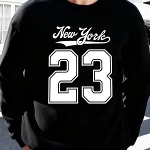 New York Numarası 23 Baskı Erkekler Kazak Sonbahar High Street Kazaklar Rahat Sıcak Kapüşonlu