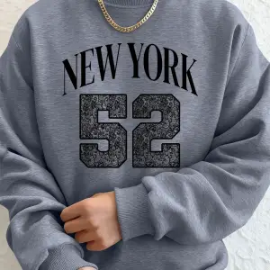 New York Sanat Mektubu 52 Baskılı Erkekler Kazak Kış Polar Sıcak Kapüşonlular Kore Gevşek Bis