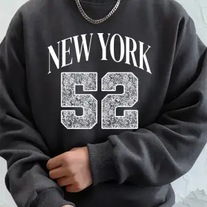 New York Sanat Mektubu 52 Baskılı Erkekler Kazak Kış Polar Sıcak Kapüşonlular Kore Gevşek Bis