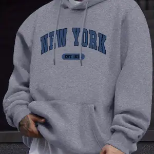 New York Yaratıcı Mektup Baskı 12 Renkli Kazak Erkek Uzun Kollu Rahat Kapşonlu Yumuşak Sonbah