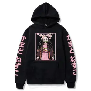 Nezuko Anime Demon Hoodie Kimetsu Hoodie 15124 Siyah