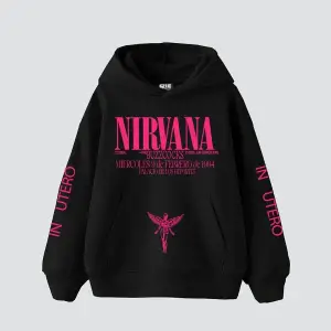 Nirvana In Utero Pembe Baskılı Oversize Unisex Beyaz