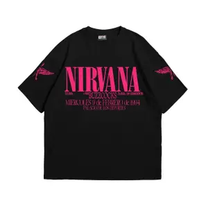 Nirvana In Utero Pembe Baskılı Oversize Unisex Beyaz