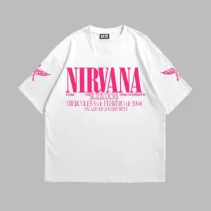 Nirvana In Utero Pembe Baskılı Oversize Unisex Beyaz