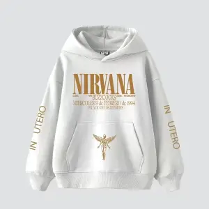 Nirvana Sırt Baskılı Unisex Oversize Beyaz