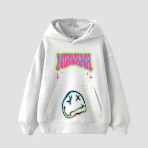 Nirvana Smile Baskılı Oversize Unisex Beyaz