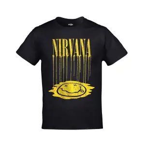 Nirvana Smiley Face Logo Baskılı Unisex Siyah