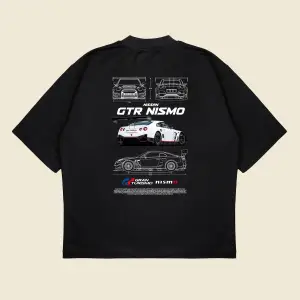 Nissan Gtr Nismo Baskılı Oversize Unisex Pamuklu Nefes Alan Kalın Kumaşlı