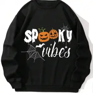 NITAGUT Halloween Print Sweatshirt Siyah