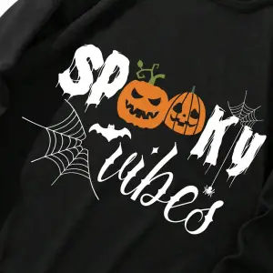 NITAGUT Halloween Print Sweatshirt Siyah