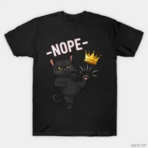 No Kings In America Black Cat Nope 4th Of July Cat T-shirt For Men Women %100 Pamuklu Tişörtl
