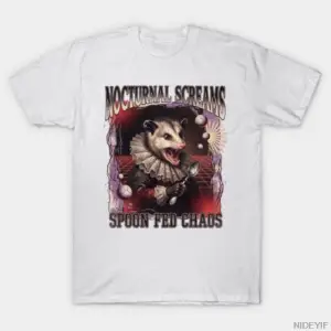 Nocturnal Screams Spoon Fed Chaos Opossum T-shirt Erkekler Kadınlar Için % 100% Pamuk T Shirt