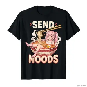 Noods Noodle Japon Kawaii Anime Kız Ramen Kase T-shirt Erkekler Kadınlar Için % 100% Pamuk T