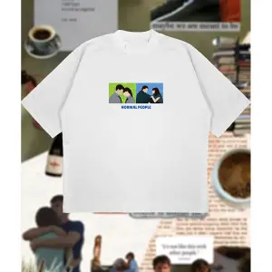 Normal People Baskılı Oversize Unisex Pamuklu Nefes Alan Kalın Kumaşlı