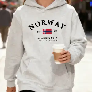 Norveç İskandinav Bayrağı Baskılar Kapüşonlular Pamuk Bayan Kış Polar Sıcak Kazaklar Koşu Cep