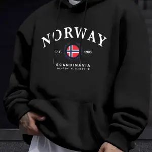 Norveç İskandinavya Bayrağı Yaratıcı Baskılar Kazaklar Unisex Kalınlaşmak Tüm Maç Kapüşonlu Ü