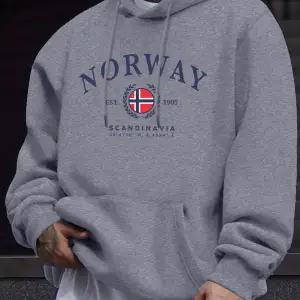 Norveç İskandinavya Bayrağı Yaratıcı Baskılar Kazaklar Unisex Kalınlaşmak Tüm Maç Kapüşonlu Ü