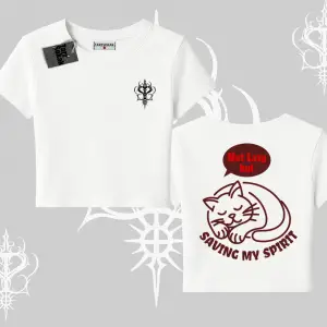 Not Lazy Saving My Spirit Kedi Baskılı Babby Tee Tshirt