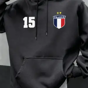 Numarası 15 Fransa Baskı Erkekler Hoodie Vintage Sonbahar Streetwear Rahat Gevşek Hoody Polar