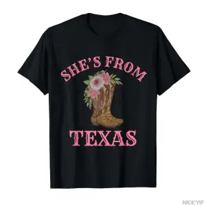 O Teksaslı, Çiçekli Kovboy Botları Erkek Kadın Tişörtü %100 Pamuklu Tişörtler Kısa Kollu Üstl