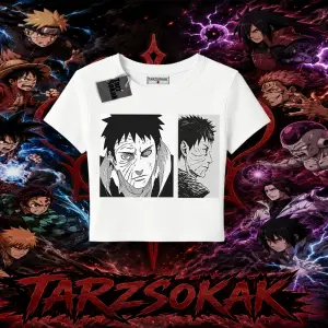 Obito uchiha Naruto Anime Karakteri Kadın Baby Tee Beyaz